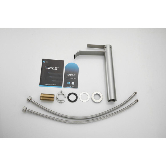 Смеситель для раковины высокий Belz B11812-1, сатин фото 24