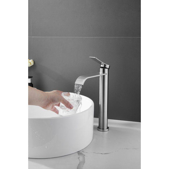 Смеситель для раковины высокий Belz B11812-1, сатин фото 4