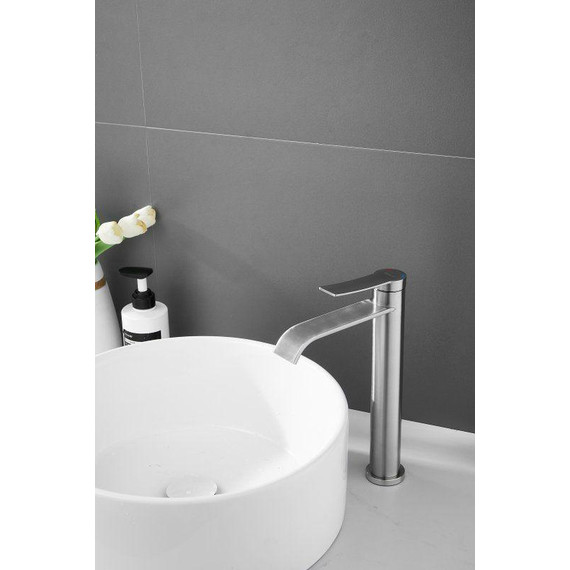 Смеситель для раковины высокий Belz B11812-1, сатин фото 5