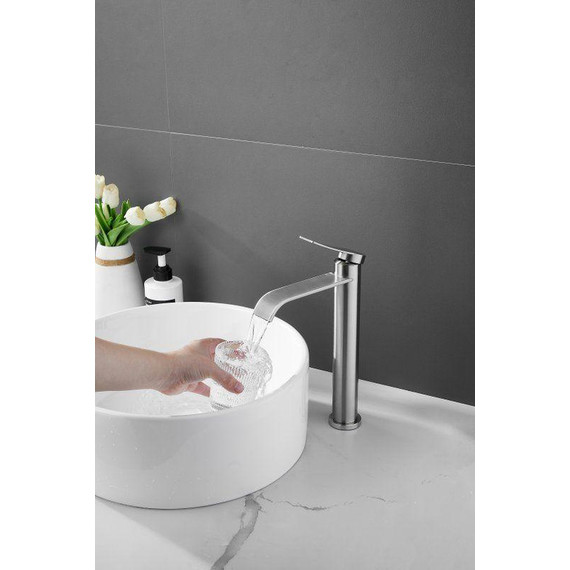 Смеситель для раковины высокий Belz B11812-1, сатин фото 7