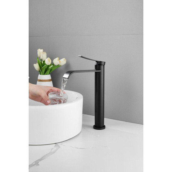 Смеситель для раковины высокий Belz B11812-7, чёрный фото 8