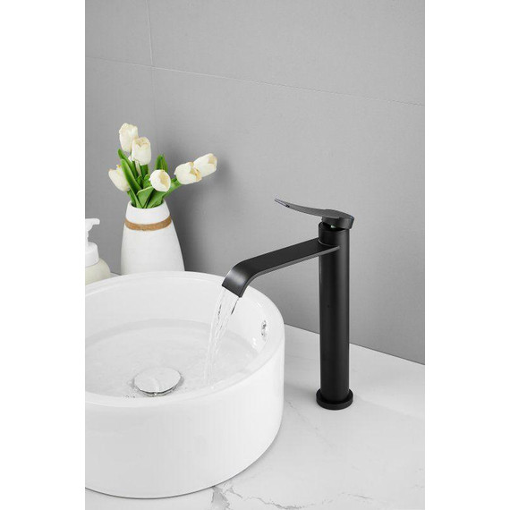 Смеситель для раковины высокий Belz B11812-7, чёрный фото 6