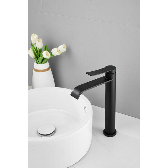 Смеситель для раковины высокий Belz B11812-7, чёрный фото 2