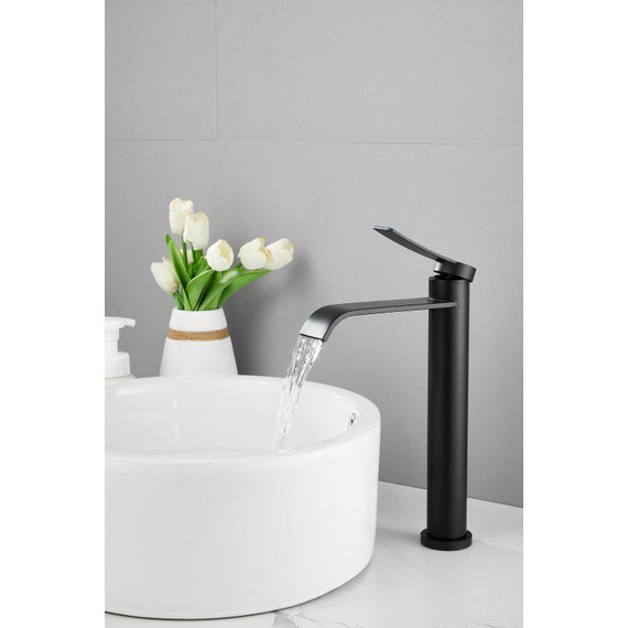 Смеситель для раковины высокий Belz B11812-7, чёрный фото 10