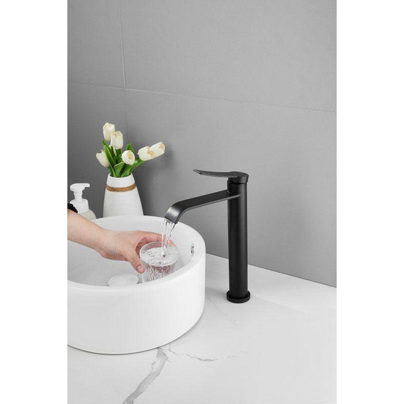 Смеситель для раковины высокий Belz B11812-7, чёрный фото 3