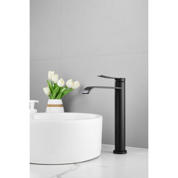 Смеситель для раковины высокий Belz B11812-7, чёрный фото 9