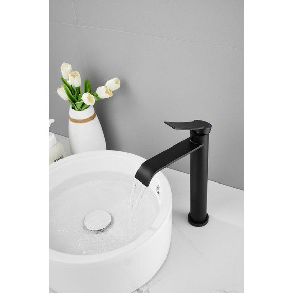 Смеситель для раковины высокий Belz B11812-7, чёрный фото 4