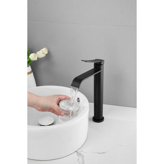 Смеситель для раковины высокий Belz B11812-7, чёрный фото 15