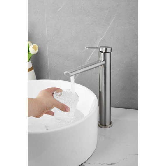 Смеситель для раковины высокий Belz B11813-1, сатин фото 10