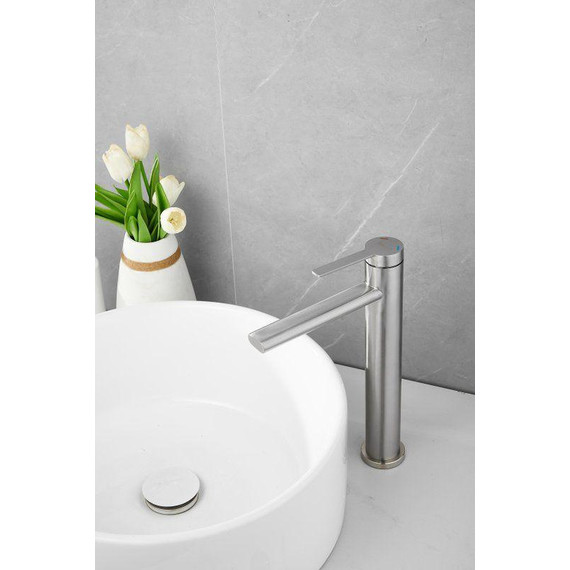 Смеситель для раковины высокий Belz B11813-1, сатин фото 8