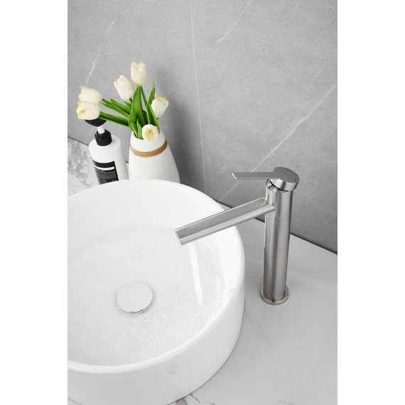 Смеситель для раковины высокий Belz B11813-1, сатин фото 2