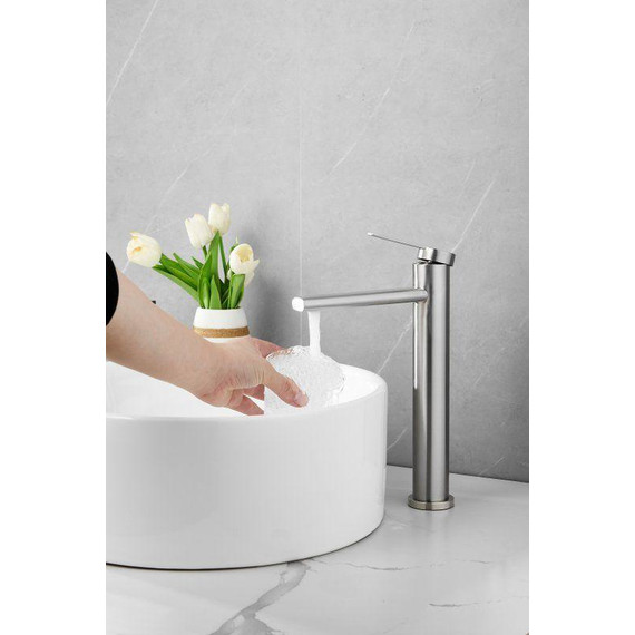 Смеситель для раковины высокий Belz B11813-1, сатин фото 7