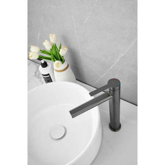 Смеситель для раковины высокий Belz B11813-3, оружейная сталь фото 9