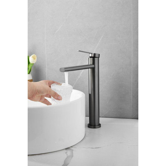 Смеситель для раковины высокий Belz B11813-3, оружейная сталь фото 2