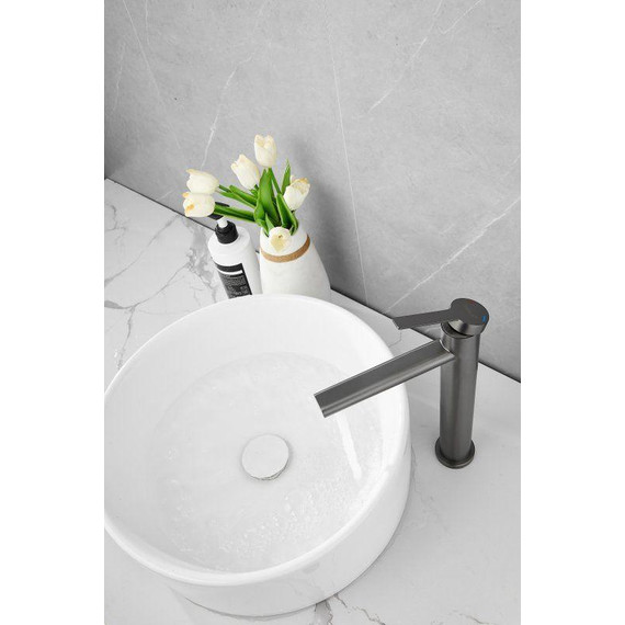 Смеситель для раковины высокий Belz B11813-3, оружейная сталь фото 10