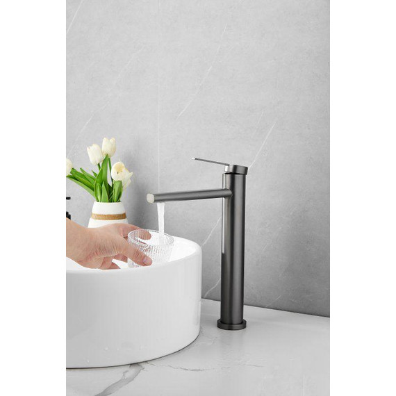 Смеситель для раковины высокий Belz B11813-3, оружейная сталь фото 3