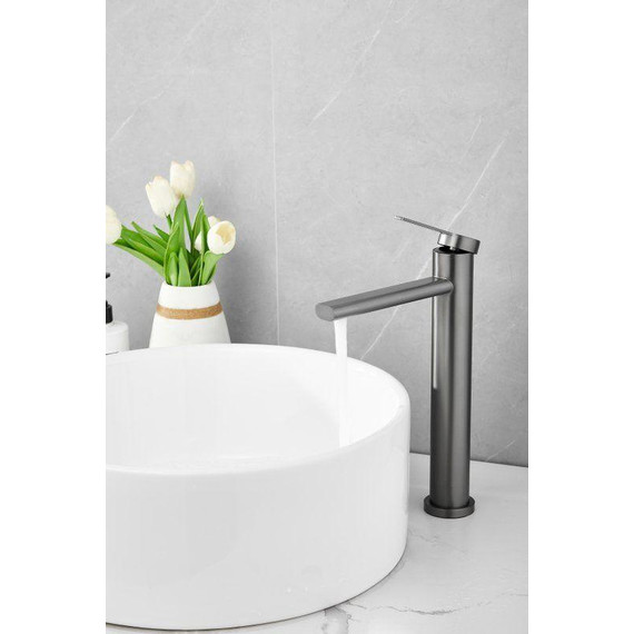 Смеситель для раковины высокий Belz B11813-3, оружейная сталь фото 4