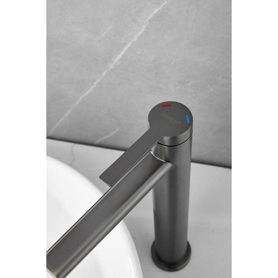 Смеситель для раковины высокий Belz B11813-3, оружейная сталь фото 14