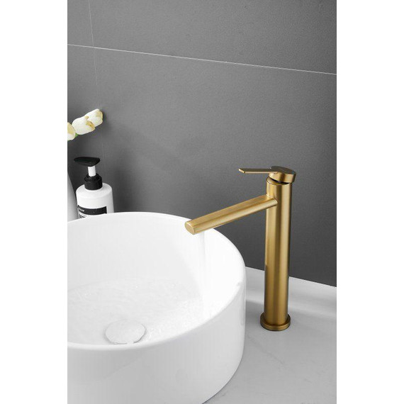 Смеситель для раковины высокий Belz B11813-5, золото брашированное фото 6