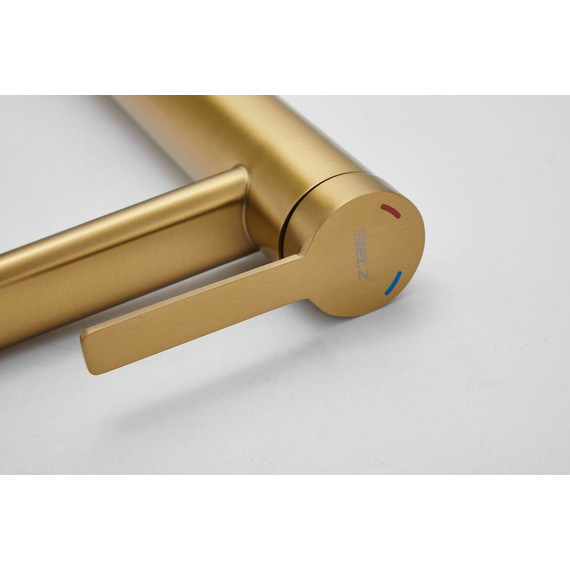 Смеситель для раковины высокий Belz B11813-5, золото брашированное фото 10