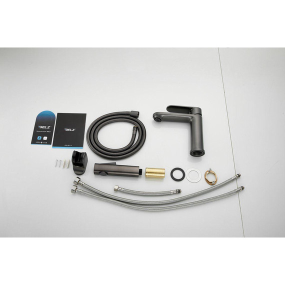 Смеситель для раковины с лейкой для биде Belz B12713-3, оружейная сталь фото 25