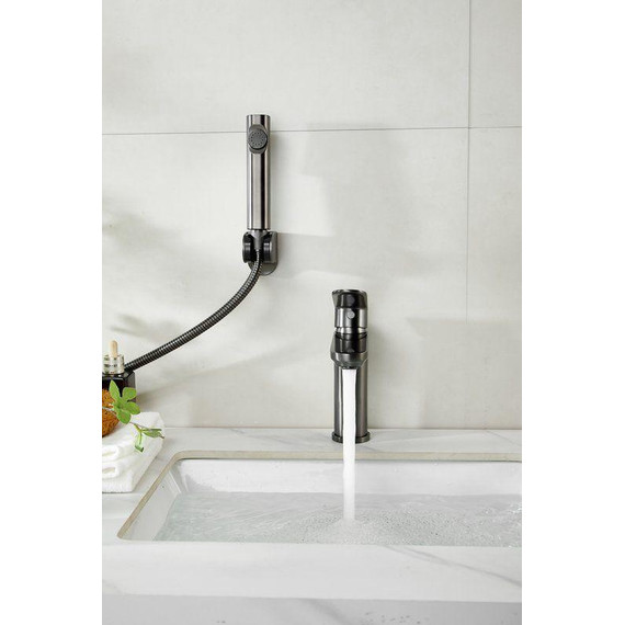 Смеситель для раковины с лейкой для биде Belz B12713-3, оружейная сталь фото 27