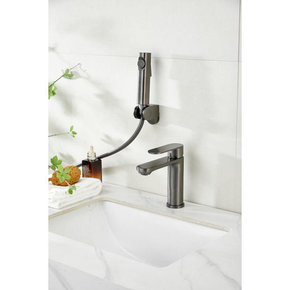 Смеситель для раковины с лейкой для биде Belz B12713-3, оружейная сталь фото 2