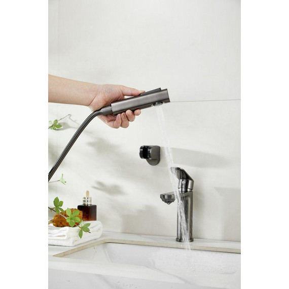 Смеситель для раковины с лейкой для биде Belz B12713-3, оружейная сталь фото 6