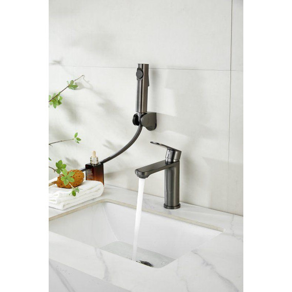 Смеситель для раковины с лейкой для биде Belz B12713-3, оружейная сталь фото 8