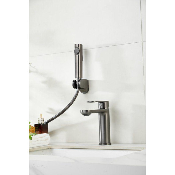 Смеситель для раковины с лейкой для биде Belz B12713-3, оружейная сталь фото 40