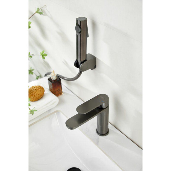 Смеситель для раковины с лейкой для биде Belz B12713-3, оружейная сталь фото 41