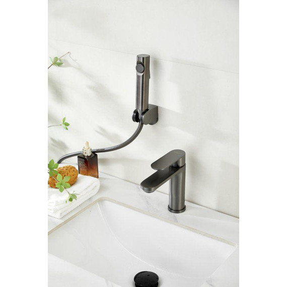 Смеситель для раковины с лейкой для биде Belz B12713-3, оружейная сталь фото 46