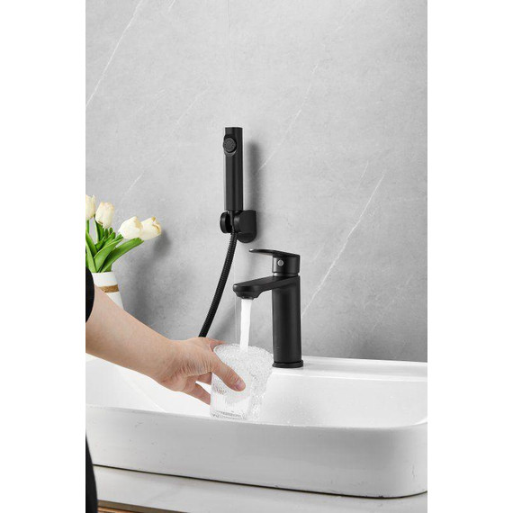 Смеситель для раковины с лейкой для биде Belz B12713-7, чёрный фото 23