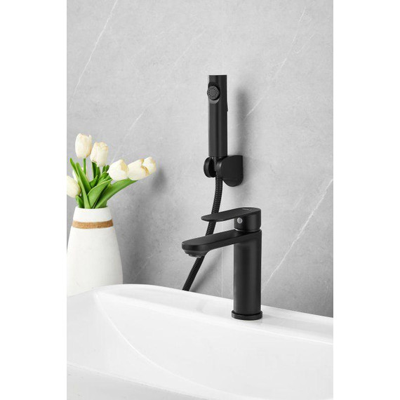 Смеситель для раковины с лейкой для биде Belz B12713-7, чёрный фото 24