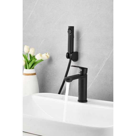 Смеситель для раковины с лейкой для биде Belz B12713-7, чёрный фото 9