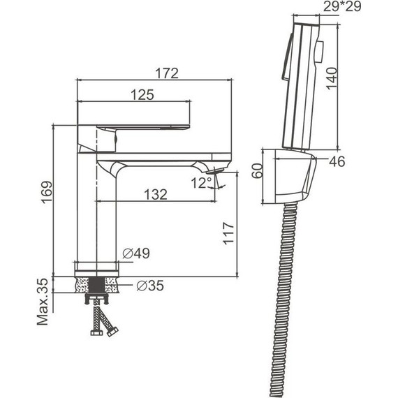 Смеситель для раковины с лейкой для биде Belz B12713-7, чёрный фото 42