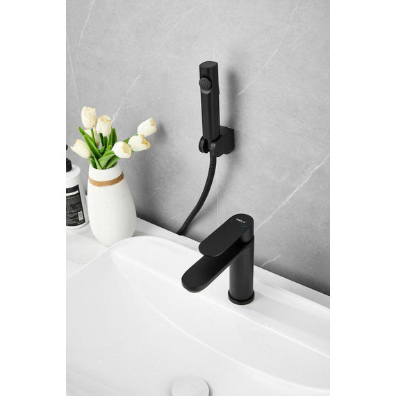 Смеситель для раковины с лейкой для биде Belz B12713-7, чёрный фото 8