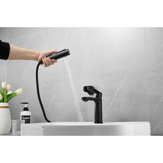 Смеситель для раковины с лейкой для биде Belz B12713-7, чёрный фото 7