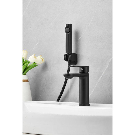 Смеситель для раковины с лейкой для биде Belz B12713-7, чёрный фото 6