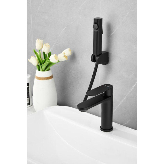 Смеситель для раковины с лейкой для биде Belz B12713-7, чёрный фото 4