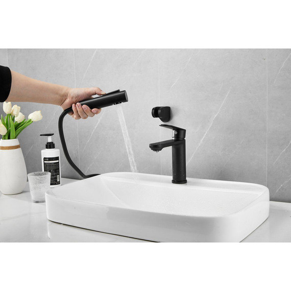 Смеситель для раковины с лейкой для биде Belz B12713-7, чёрный фото 14