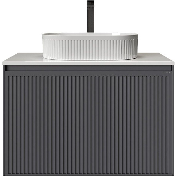 Тумба подвесная со столешницей Grossman Кристалл 80 см 108043, графит матовый фото 2