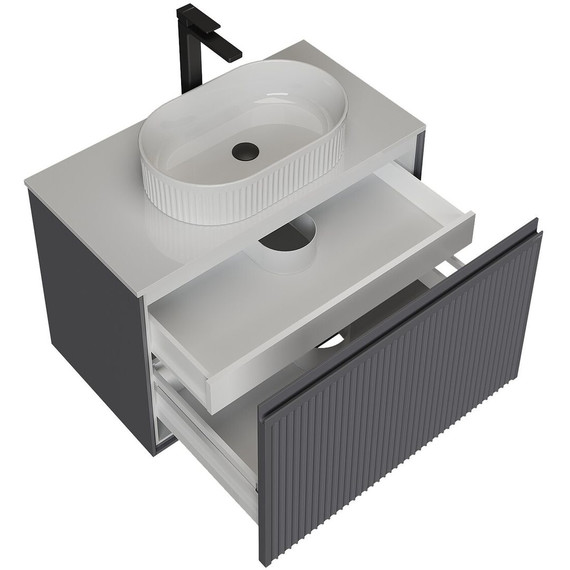 Тумба подвесная со столешницей Grossman Кристалл 80 см 108043, графит матовый фото 3