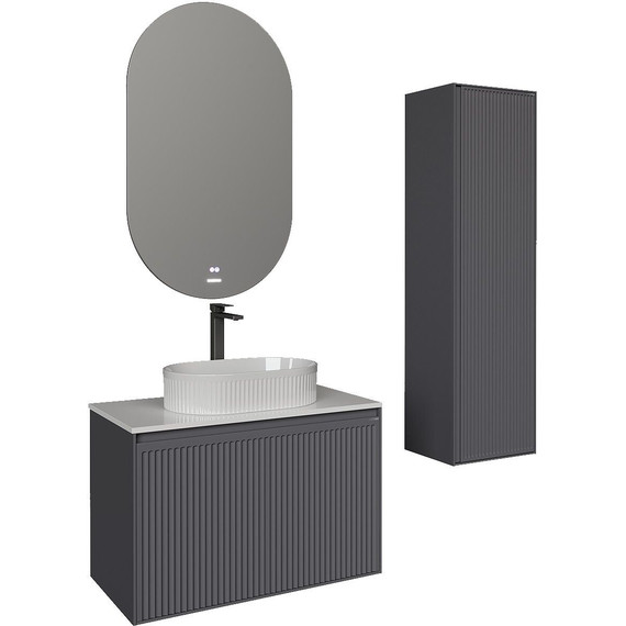 Тумба подвесная со столешницей Grossman Кристалл 80 см 108043, графит матовый фото 4