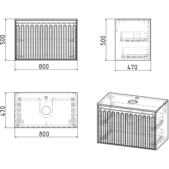 Тумба подвесная со столешницей Grossman Кристалл 80 см 108044, бежевый матовый фото 10