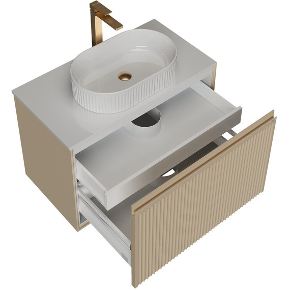 Тумба подвесная со столешницей Grossman Кристалл 80 см 108044, бежевый матовый фото 3