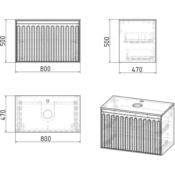 Тумба подвесная со столешницей Grossman Кристалл 80 см 108045, белый глянцевый фото 11