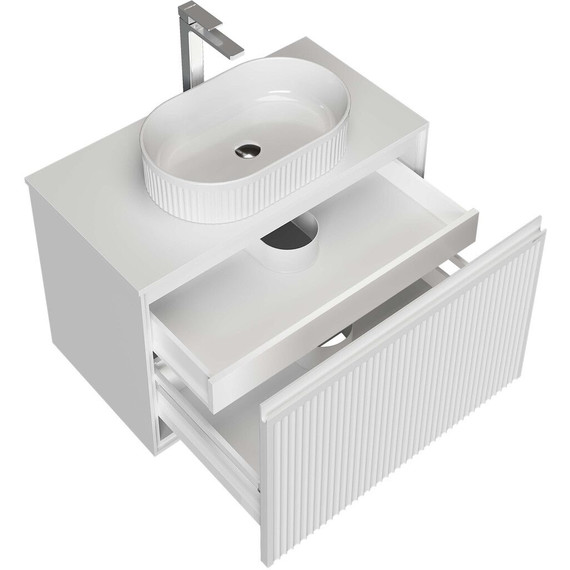 Тумба подвесная со столешницей Grossman Кристалл 80 см 108045, белый глянцевый фото 3