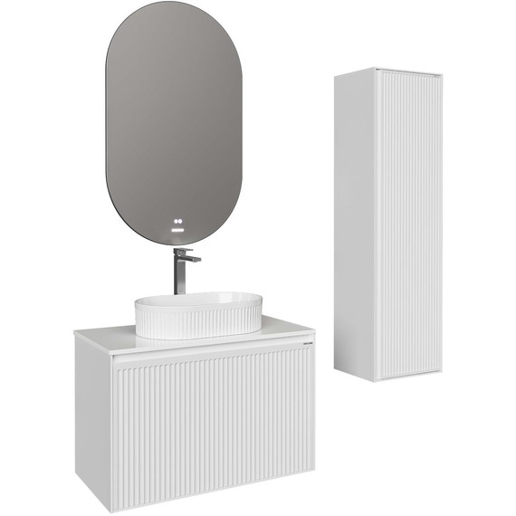 Тумба подвесная со столешницей Grossman Кристалл 80 см 108045, белый глянцевый фото 4