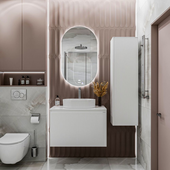 Тумба подвесная со столешницей Grossman Кристалл 80 см 108045, белый глянцевый фото 5